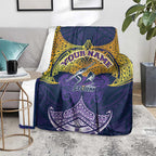 Personalized Melbourne Storm Blanket Polynesian Tribal Pattern Style