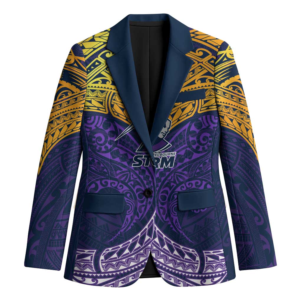 Personalized Melbourne Storm Blazer Polynesian Tribal Pattern Style
