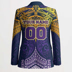 Personalized Melbourne Storm Blazer Polynesian Tribal Pattern Style