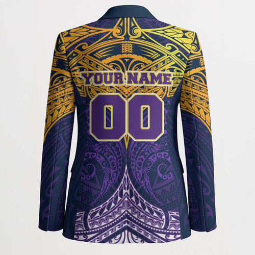 Personalized Melbourne Storm Blazer Polynesian Tribal Pattern Style