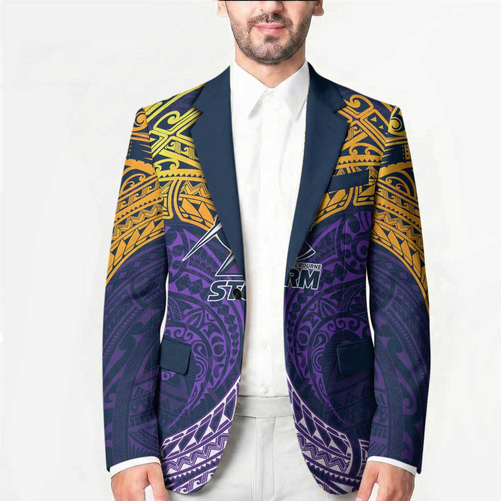 Personalized Melbourne Storm Blazer Polynesian Tribal Pattern Style