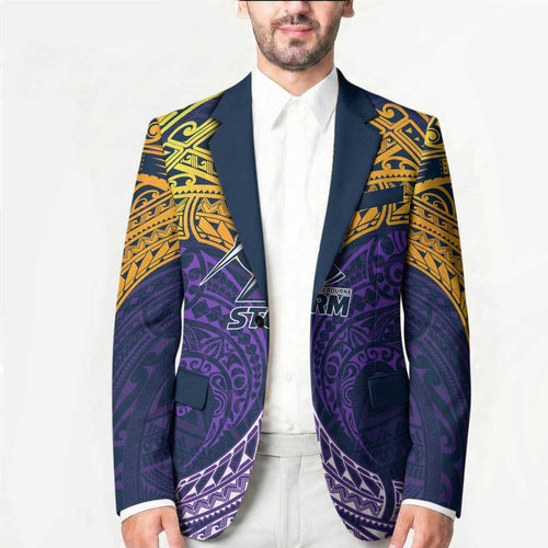 Personalized Melbourne Storm Blazer Polynesian Tribal Pattern Style