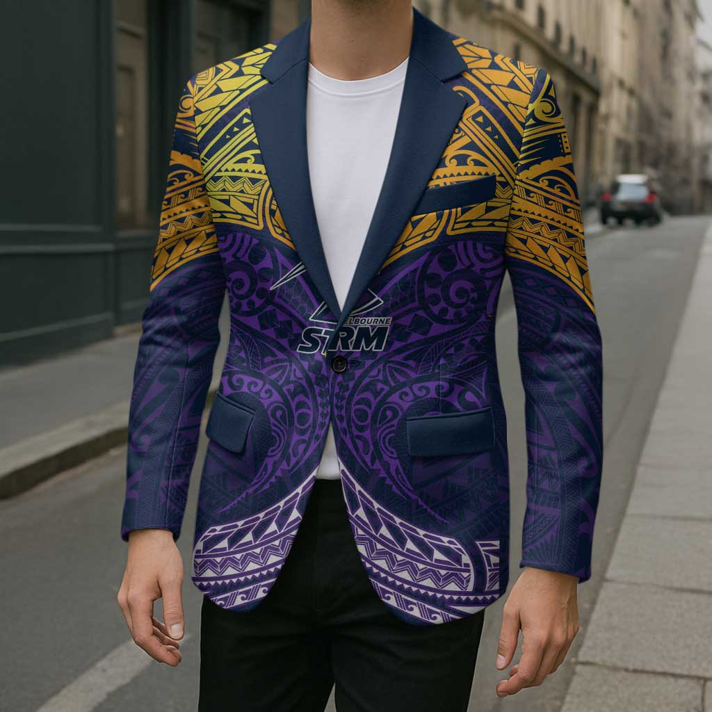 Personalized Melbourne Storm Blazer Polynesian Tribal Pattern Style