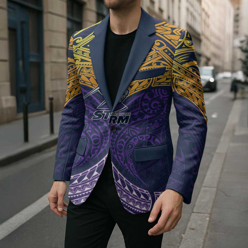 Personalized Melbourne Storm Blazer Polynesian Tribal Pattern Style
