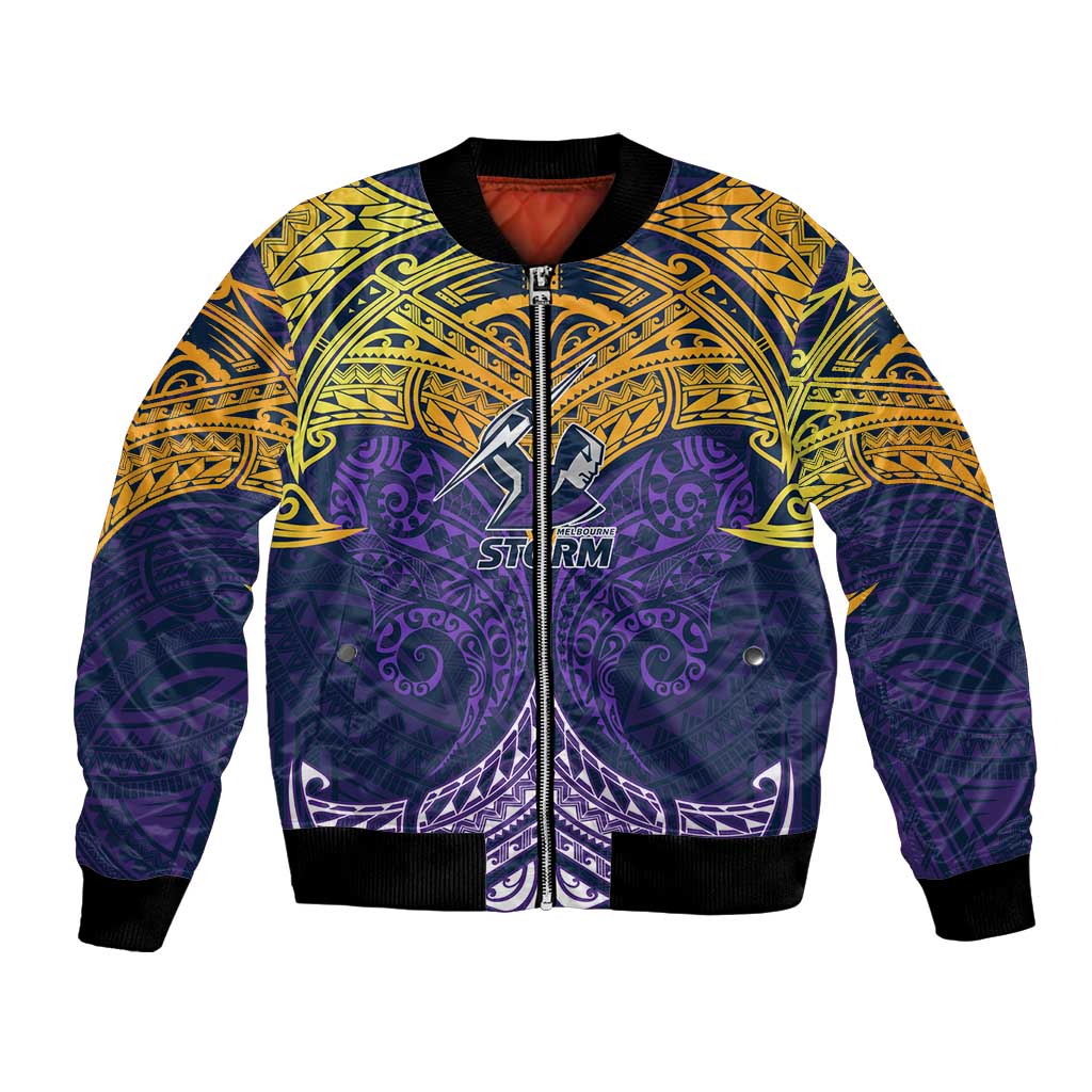 Personalized Melbourne Storm Bomber Jacket Polynesian Tribal Pattern Style