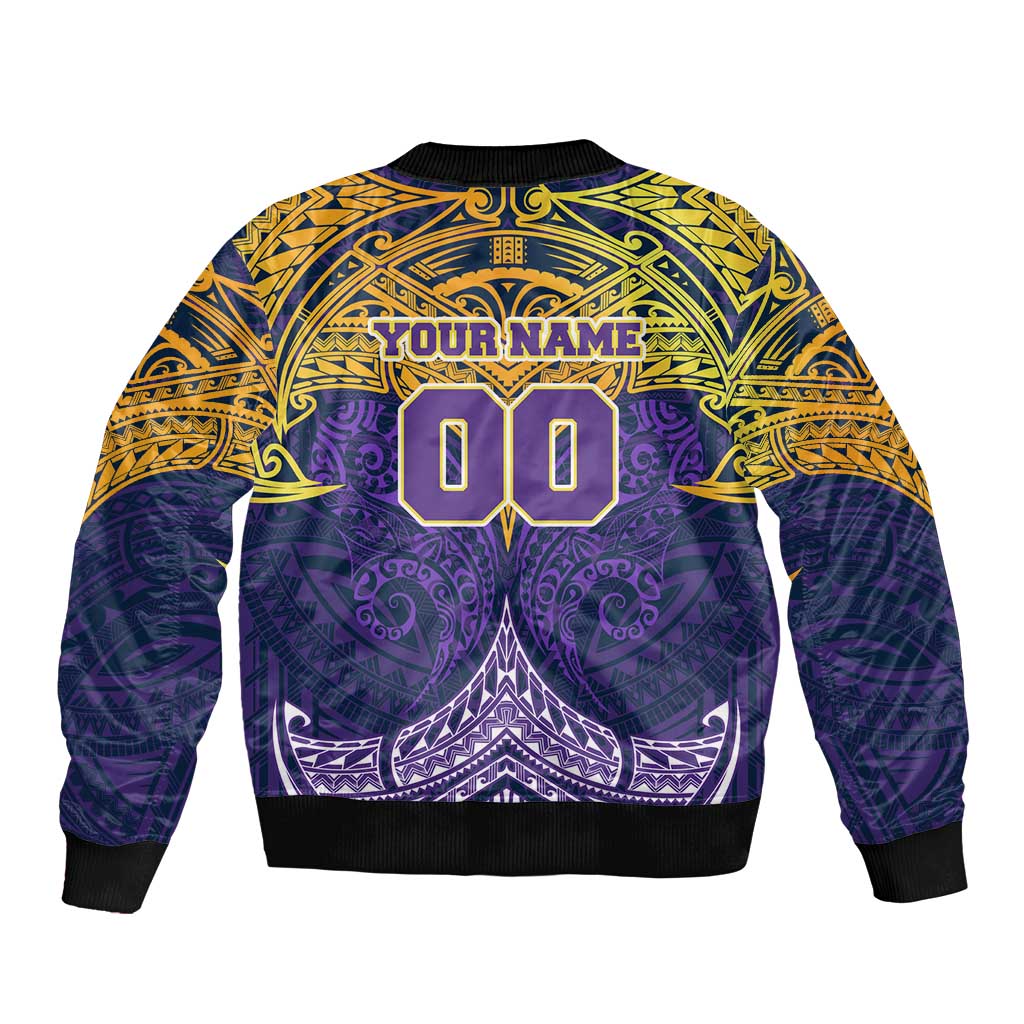 Personalized Melbourne Storm Bomber Jacket Polynesian Tribal Pattern Style