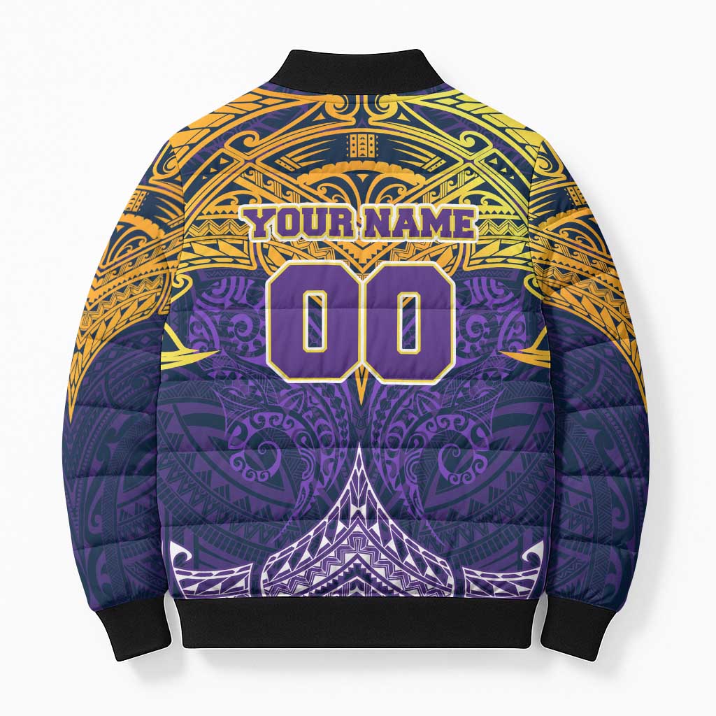 Personalized Melbourne Storm Bomber Puffer Jacket Polynesian Tribal Pattern Style