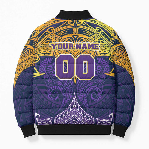 Personalized Melbourne Storm Bomber Puffer Jacket Polynesian Tribal Pattern Style