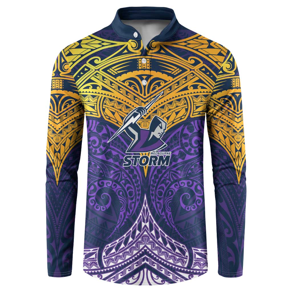 Personalized Melbourne Storm Button Sweatshirt Polynesian Tribal Pattern Style