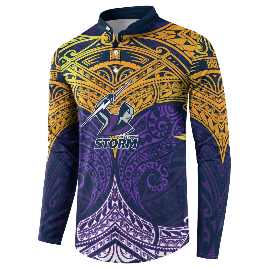 Personalized Melbourne Storm Button Sweatshirt Polynesian Tribal Pattern Style
