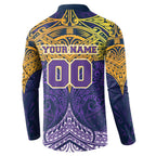 Personalized Melbourne Storm Button Sweatshirt Polynesian Tribal Pattern Style