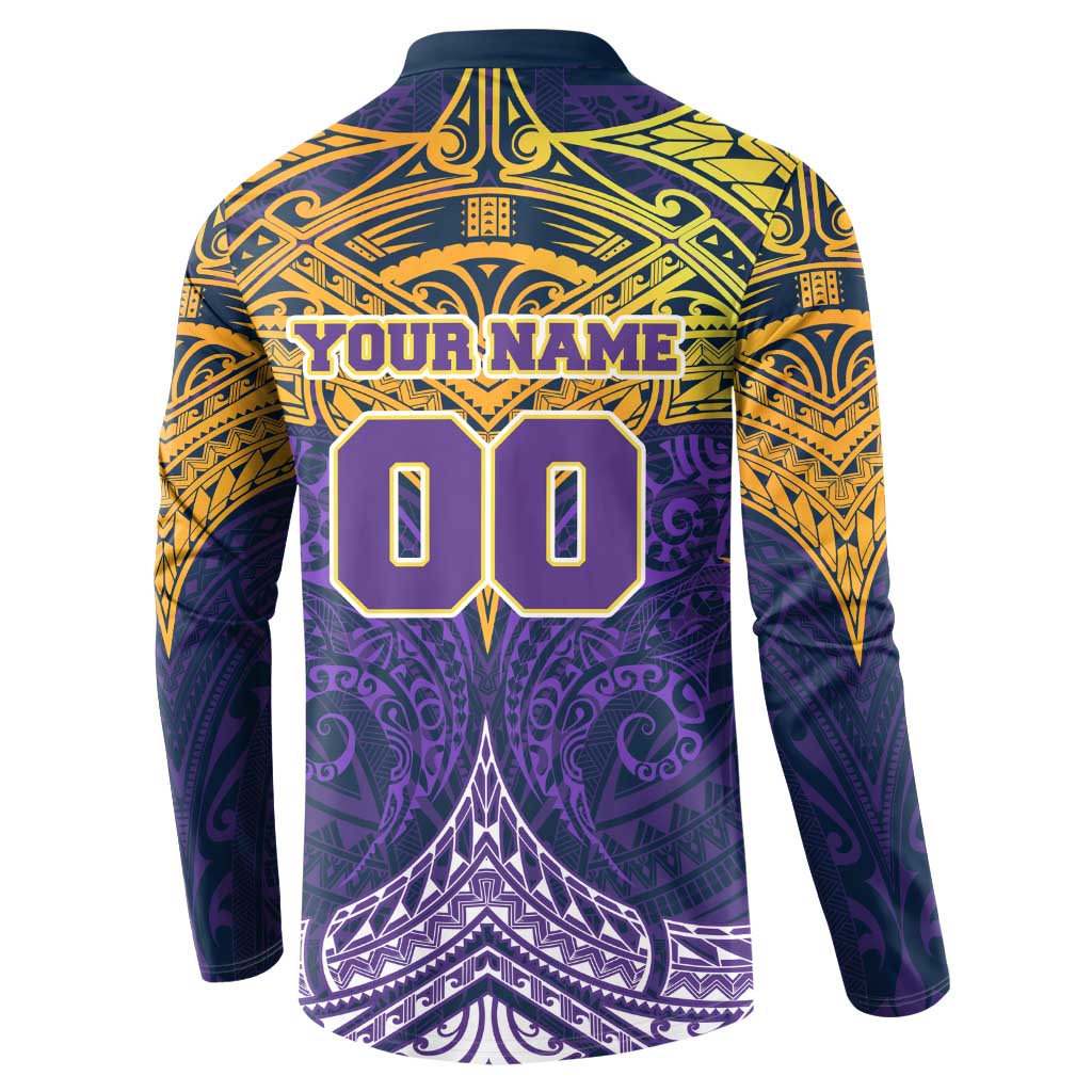 Personalized Melbourne Storm Button Sweatshirt Polynesian Tribal Pattern Style