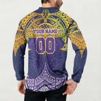Personalized Melbourne Storm Button Sweatshirt Polynesian Tribal Pattern Style