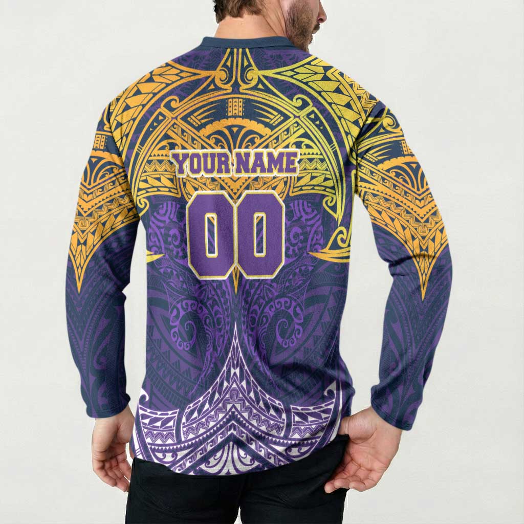 Personalized Melbourne Storm Button Sweatshirt Polynesian Tribal Pattern Style