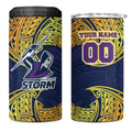 Personalized Melbourne Storm 4 in 1 Can Cooler Tumbler Polynesian Tribal Pattern Style
