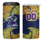 Personalized Melbourne Storm 4 in 1 Can Cooler Tumbler Polynesian Tribal Pattern Style