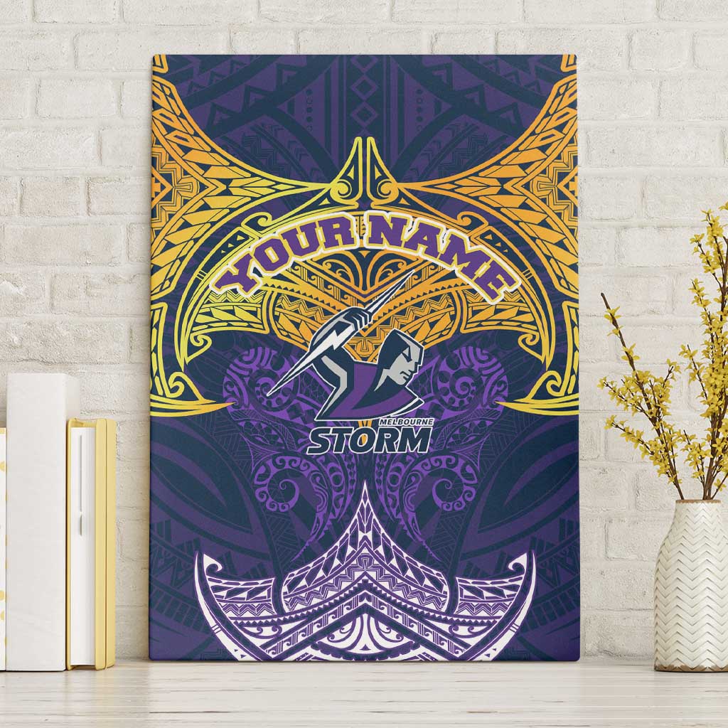 Personalized Melbourne Storm Canvas Wall Art Polynesian Tribal Pattern Style