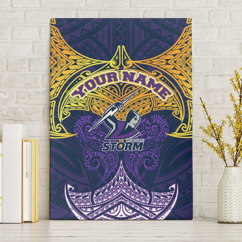 Personalized Melbourne Storm Canvas Wall Art Polynesian Tribal Pattern Style