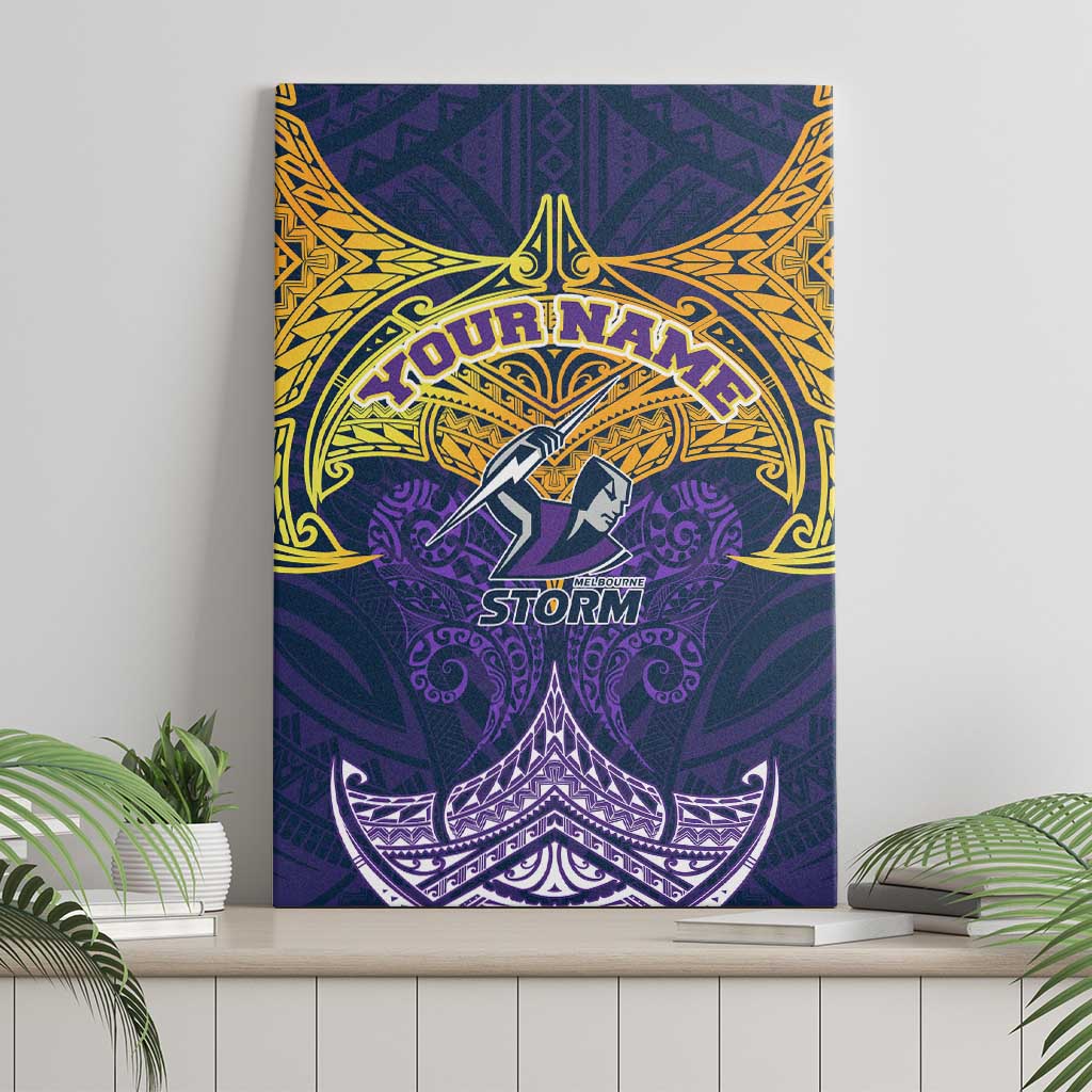 Personalized Melbourne Storm Canvas Wall Art Polynesian Tribal Pattern Style