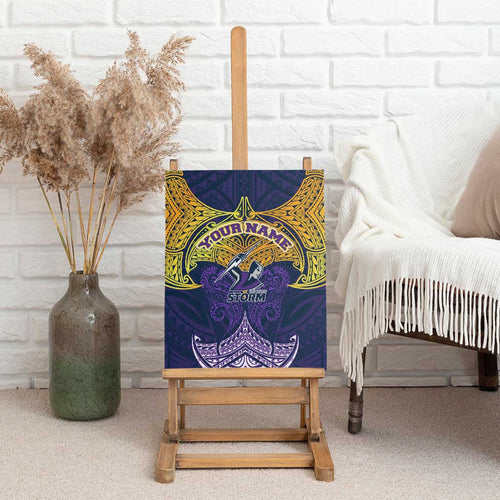 Personalized Melbourne Storm Canvas Wall Art Polynesian Tribal Pattern Style