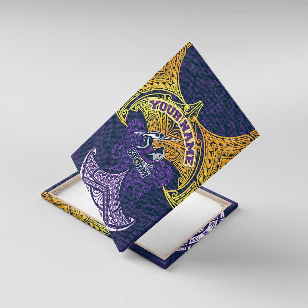 Personalized Melbourne Storm Canvas Wall Art Polynesian Tribal Pattern Style