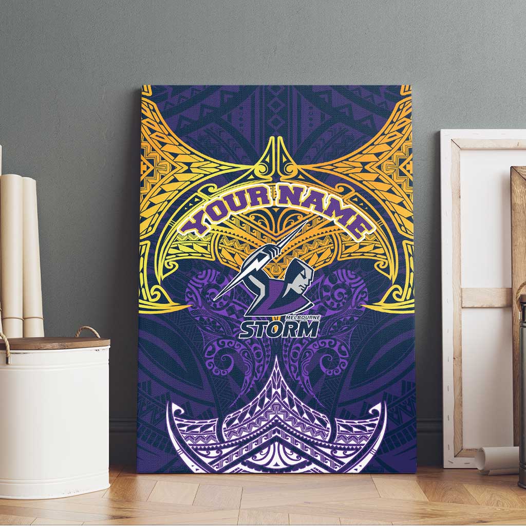Personalized Melbourne Storm Canvas Wall Art Polynesian Tribal Pattern Style