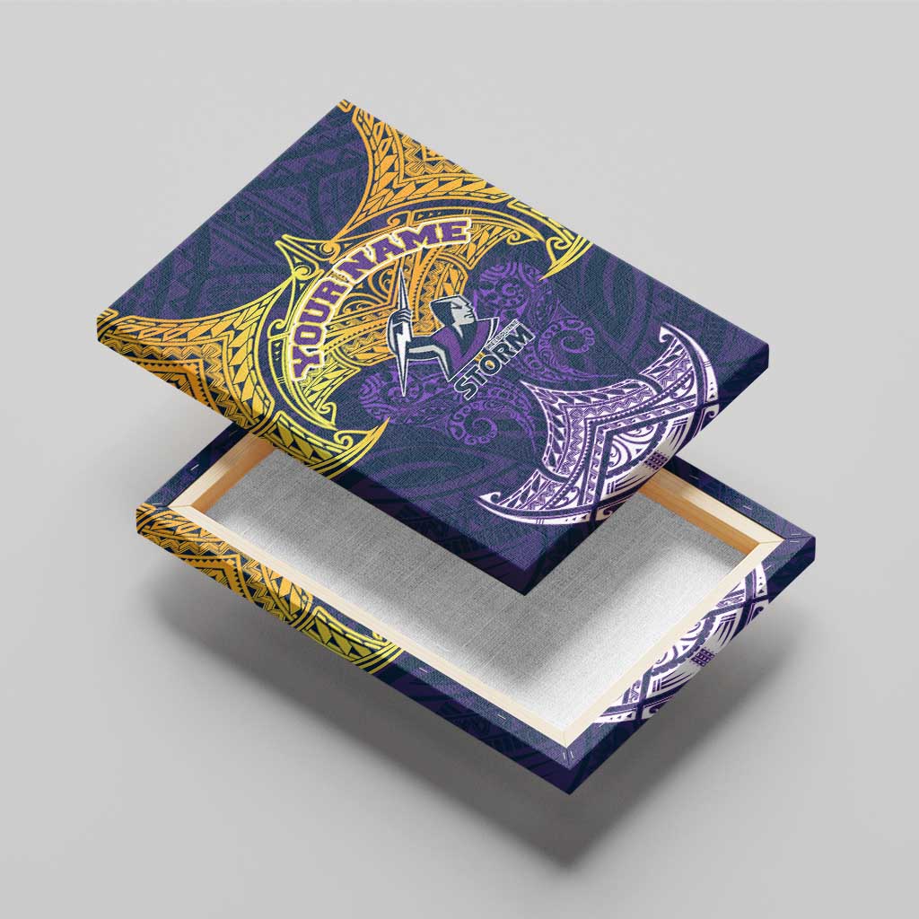 Personalized Melbourne Storm Canvas Wall Art Polynesian Tribal Pattern Style