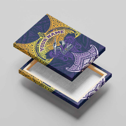 Personalized Melbourne Storm Canvas Wall Art Polynesian Tribal Pattern Style