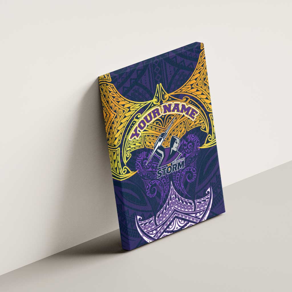 Personalized Melbourne Storm Canvas Wall Art Polynesian Tribal Pattern Style