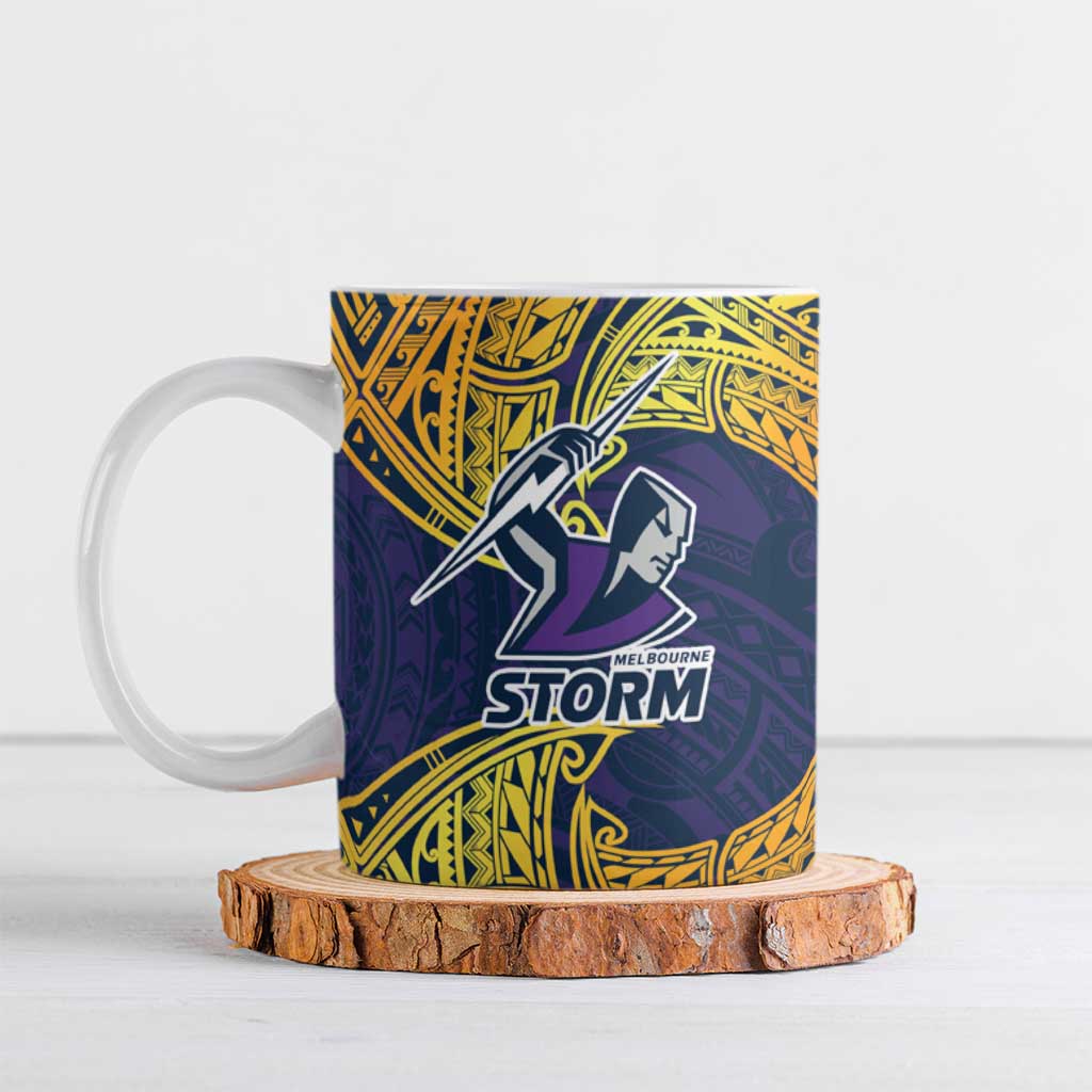 Personalized Melbourne Storm Ceramic Mug Polynesian Tribal Pattern Style