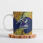 Personalized Melbourne Storm Ceramic Mug Polynesian Tribal Pattern Style