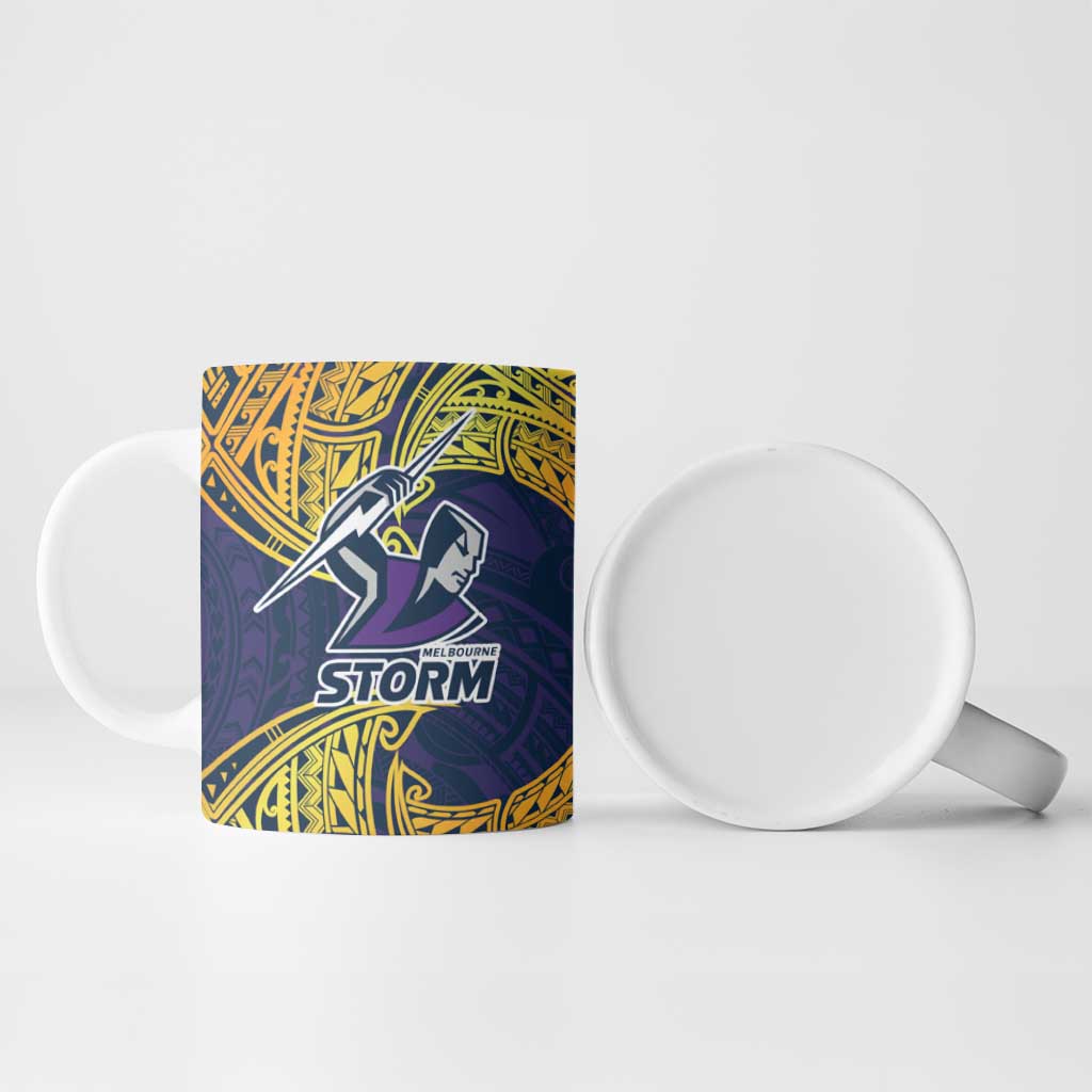 Personalized Melbourne Storm Ceramic Mug Polynesian Tribal Pattern Style