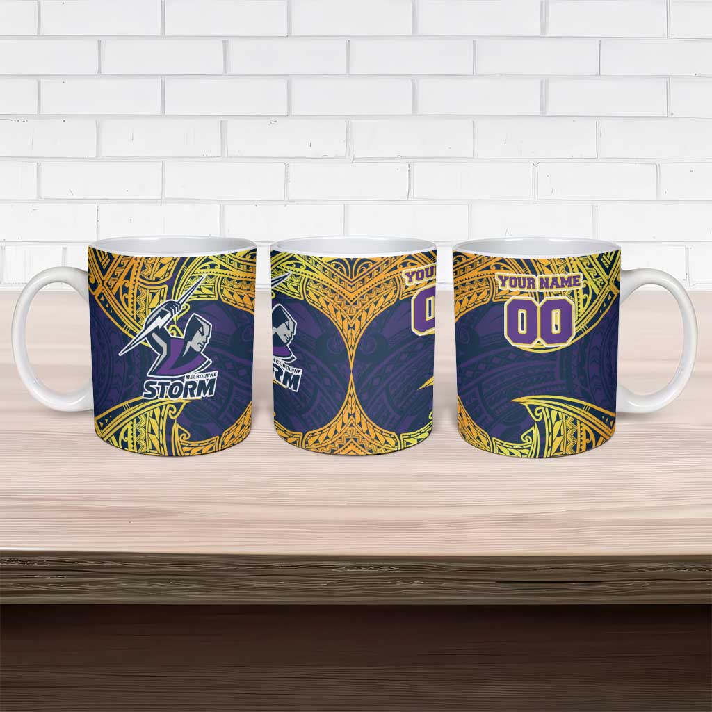 Personalized Melbourne Storm Ceramic Mug Polynesian Tribal Pattern Style