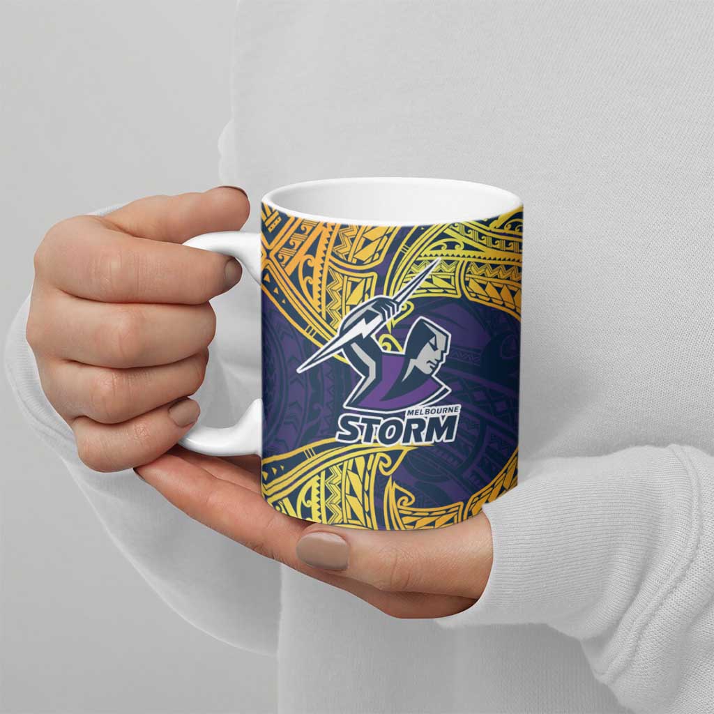 Personalized Melbourne Storm Ceramic Mug Polynesian Tribal Pattern Style