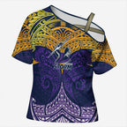Personalized Melbourne Storm Cross Shoulder Shirt Polynesian Tribal Pattern Style