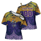 Personalized Melbourne Storm Cross Shoulder Shirt Polynesian Tribal Pattern Style