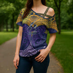 Personalized Melbourne Storm Cross Shoulder Shirt Polynesian Tribal Pattern Style
