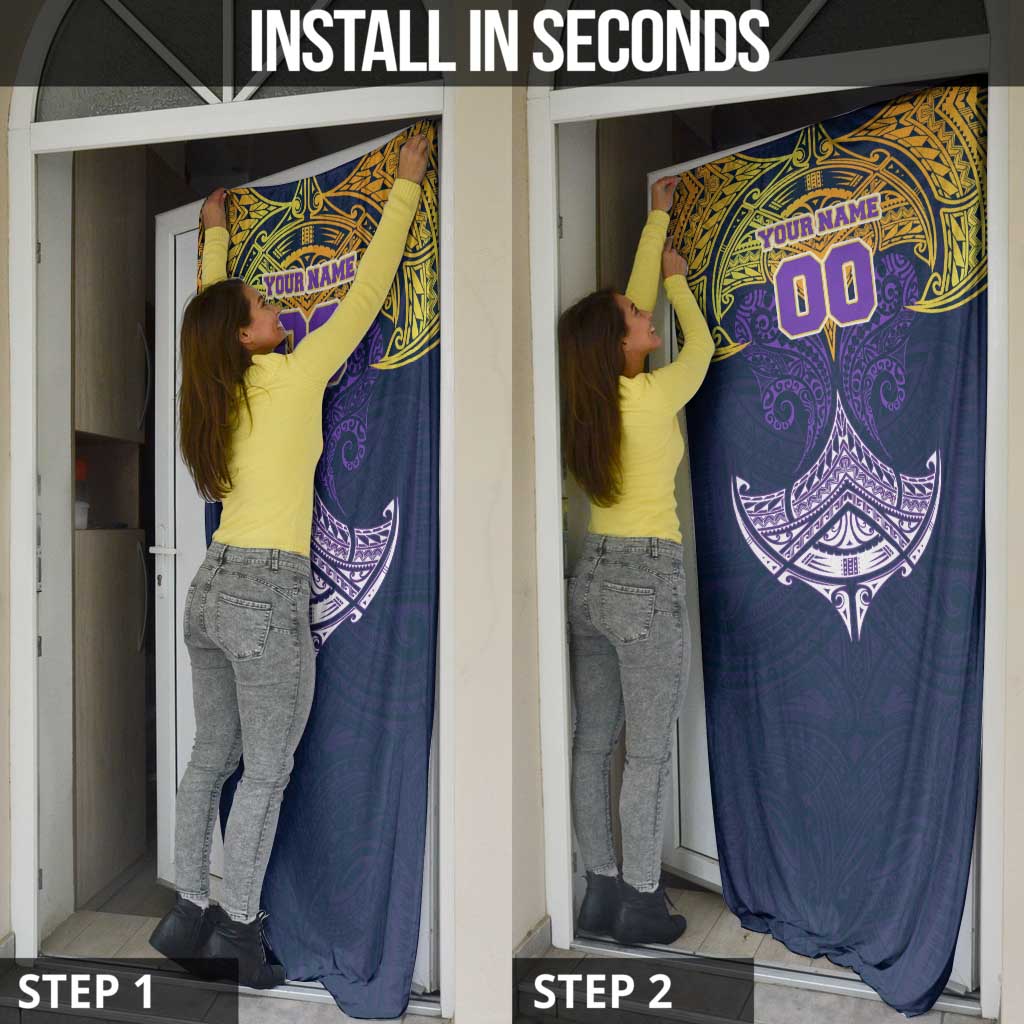 Personalized Melbourne Storm Door Cover Polynesian Tribal Pattern Style