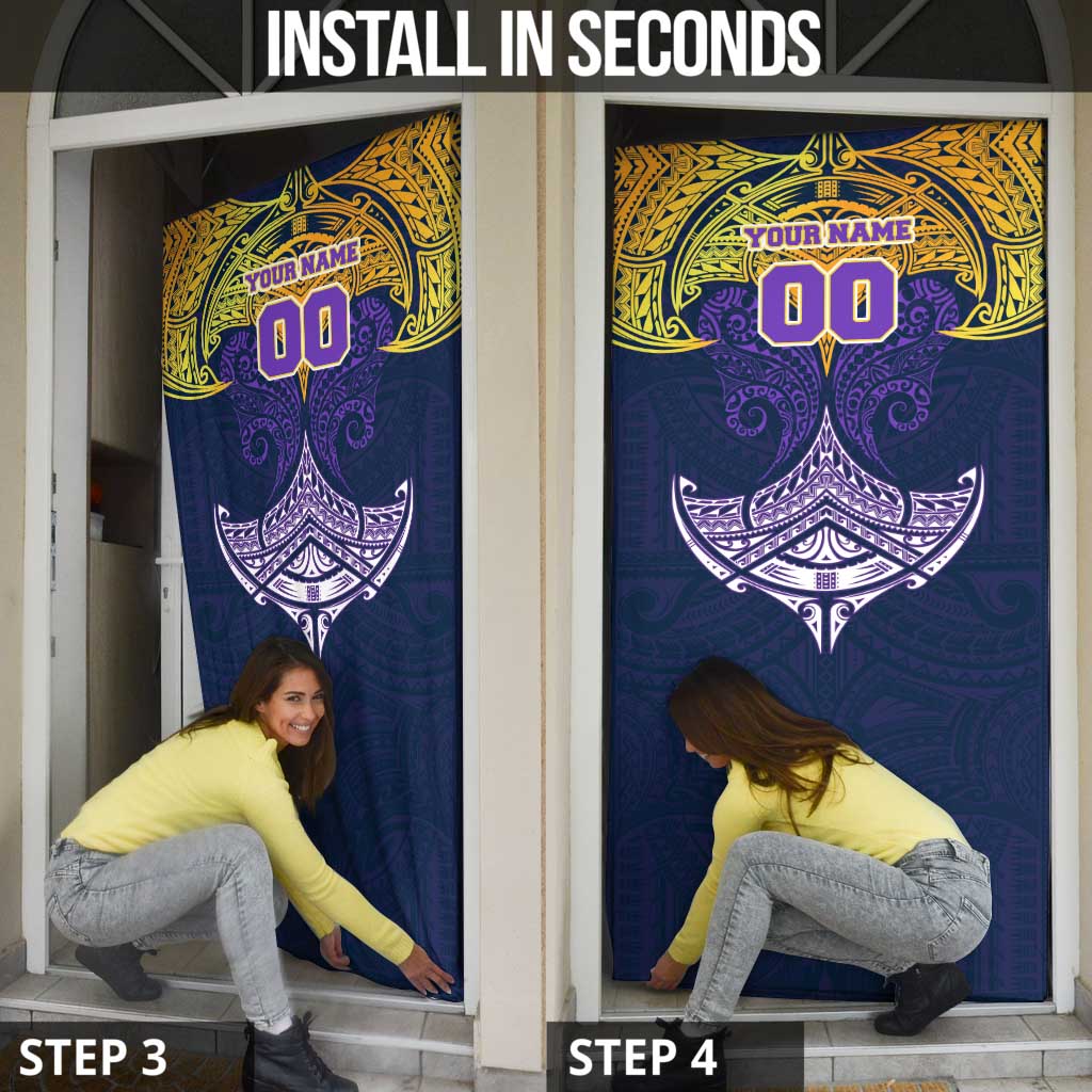 Personalized Melbourne Storm Door Cover Polynesian Tribal Pattern Style