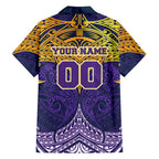 Personalized Melbourne Storm Family Matching Long Sleeve Bodycon Dress and Hawaiian Shirt Polynesian Tribal Pattern Style