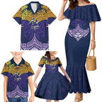 Personalized Melbourne Storm Family Matching Mermaid Dress and Hawaiian Shirt Polynesian Tribal Pattern Style