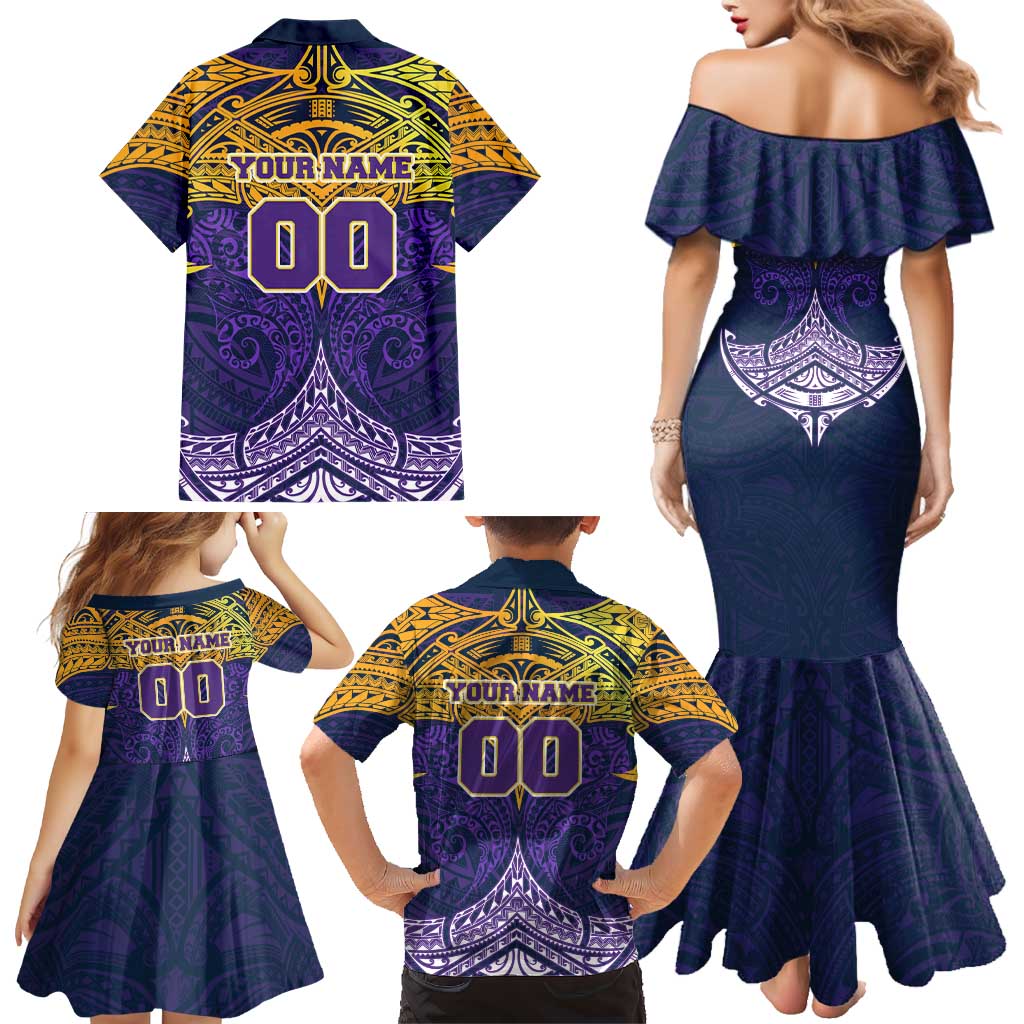 Personalized Melbourne Storm Family Matching Mermaid Dress and Hawaiian Shirt Polynesian Tribal Pattern Style