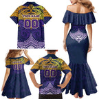 Personalized Melbourne Storm Family Matching Mermaid Dress and Hawaiian Shirt Polynesian Tribal Pattern Style