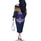 Personalized Melbourne Storm Family Matching Off The Shoulder Long Sleeve Dress and Hawaiian Shirt Polynesian Tribal Pattern Style