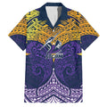 Personalized Melbourne Storm Family Matching Off Shoulder Maxi Dress and Hawaiian Shirt Polynesian Tribal Pattern Style