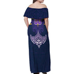 Personalized Melbourne Storm Family Matching Off Shoulder Maxi Dress and Hawaiian Shirt Polynesian Tribal Pattern Style