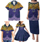 Personalized Melbourne Storm Family Matching Puletasi and Hawaiian Shirt Polynesian Tribal Pattern Style