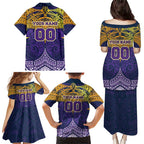 Personalized Melbourne Storm Family Matching Puletasi and Hawaiian Shirt Polynesian Tribal Pattern Style