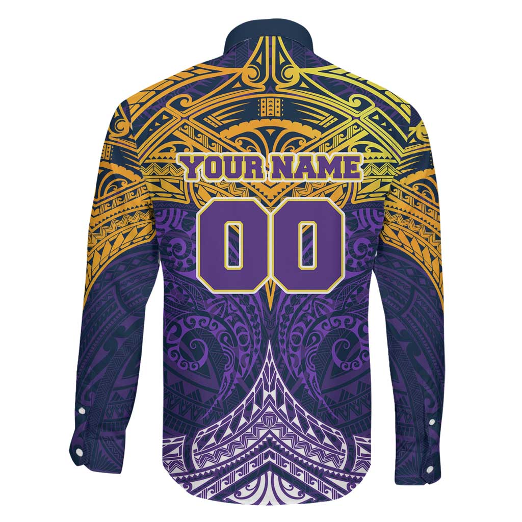 Personalized Melbourne Storm Family Matching Puletasi and Hawaiian Shirt Polynesian Tribal Pattern Style