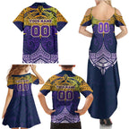 Personalized Melbourne Storm Family Matching Summer Maxi Dress and Hawaiian Shirt Polynesian Tribal Pattern Style